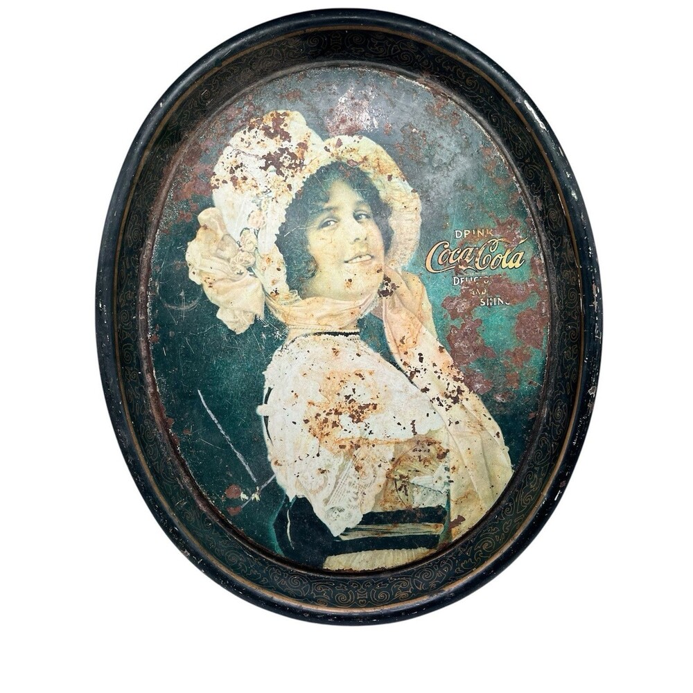 Vintage Coca Cola Tin Tray 1914 Betty Girl 1972 Reproduction 16x12x1 Used